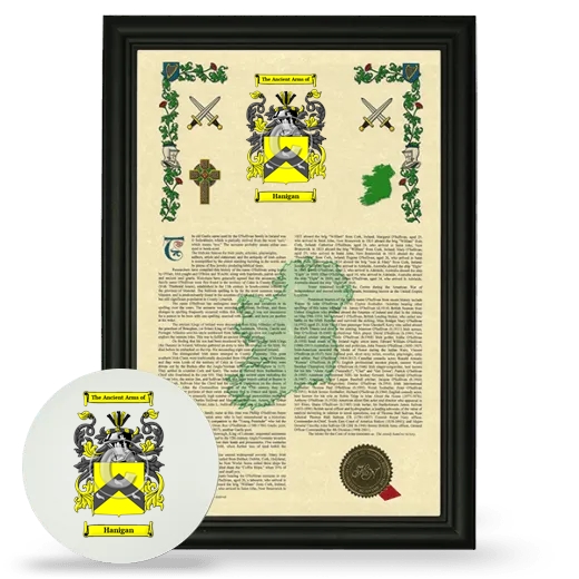 Hanigan Framed Armorial History and Mouse Pad - Black