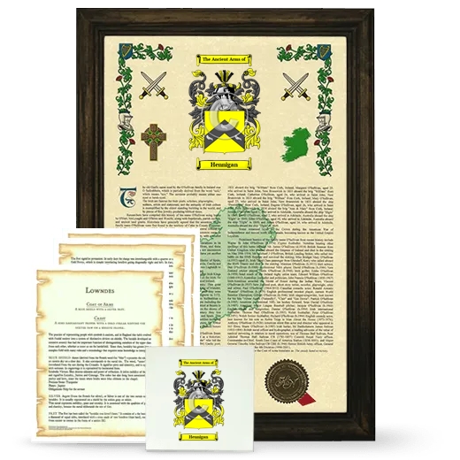 Hennigan Framed Armorial, Symbolism and Large Tile - Brown