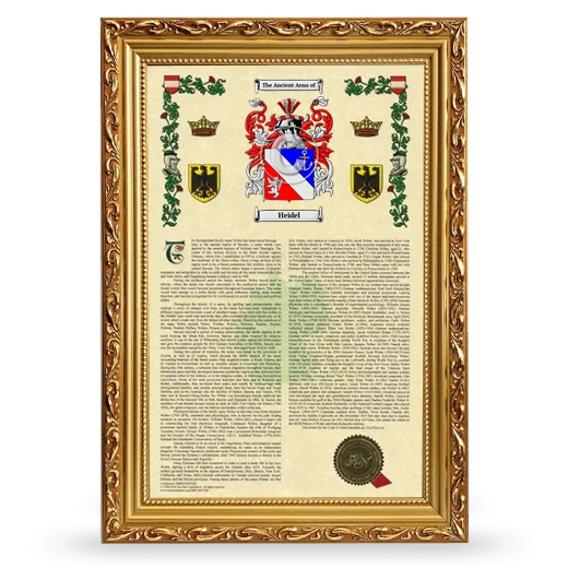 Heidel Armorial History Framed - Gold