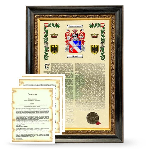 Heidel Framed Armorial History and Symbolism - Heirloom