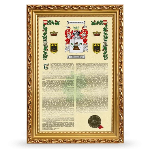 Heiddenreiche Armorial History Framed - Gold