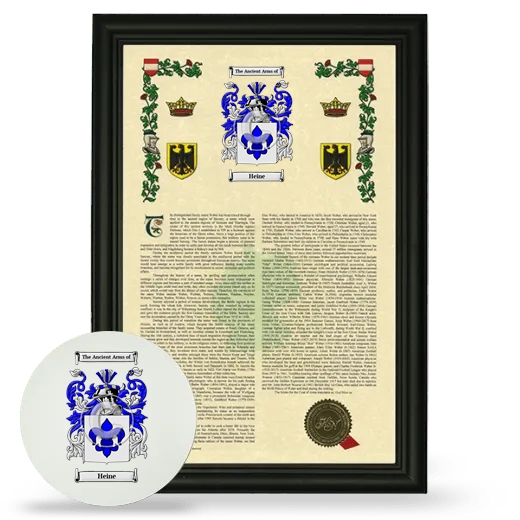 Heine Framed Armorial History and Mouse Pad - Black