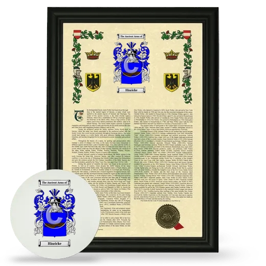 Hinricke Framed Armorial History and Mouse Pad - Black