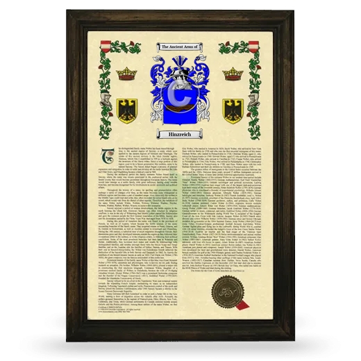 Hinzreich Armorial History Framed - Brown