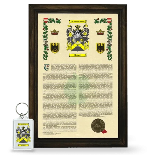 Heinzel Framed Armorial History and Keychain - Brown