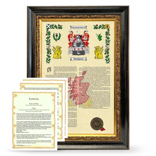 Hemingway Framed Armorial History and Symbolism - Heirloom