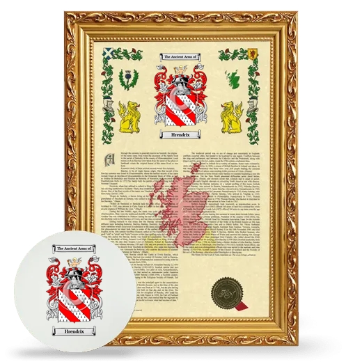 Hrendrix Framed Armorial History and Mouse Pad - Gold