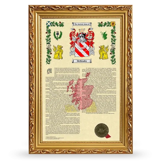 McHendry Armorial History Framed - Gold