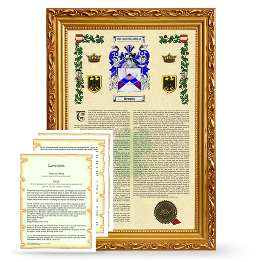 Hennis Framed Armorial History and Symbolism - Gold