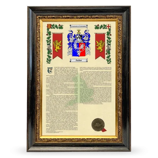 Parbot Armorial History Framed - Heirloom