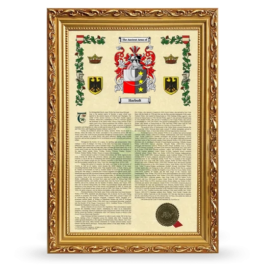Harbsdt Armorial History Framed - Gold