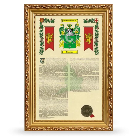 Hurdynd Armorial History Framed - Gold