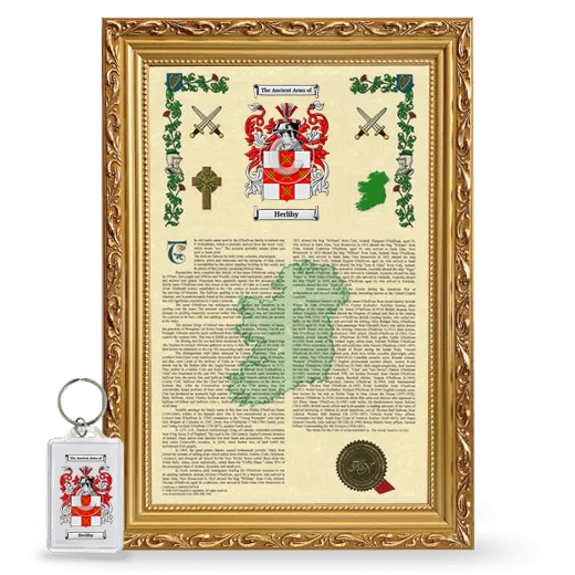 Herlihy Framed Armorial History and Keychain - Gold