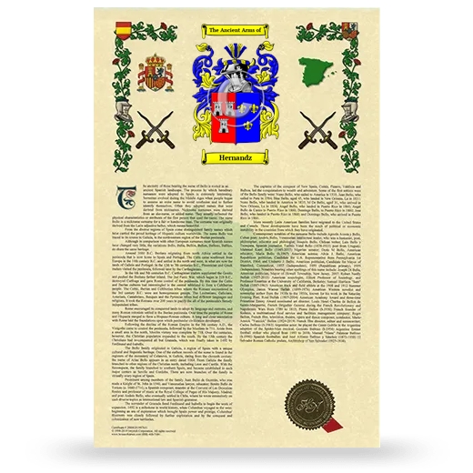 Hernandz Armorial History with Coat of Arms