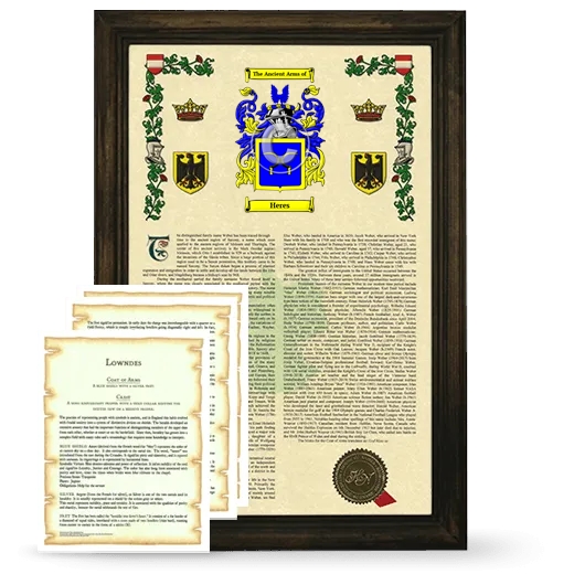 Heres Framed Armorial History and Symbolism - Brown