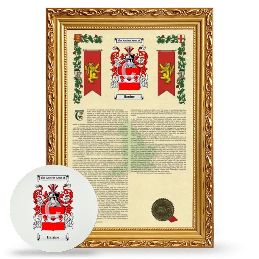 Harrine Framed Armorial History and Mouse Pad - Gold