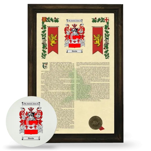 Herrin Framed Armorial History and Mouse Pad - Brown