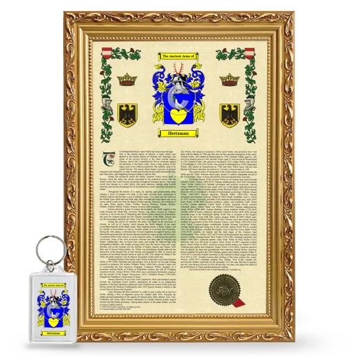 Hertzman Framed Armorial History and Keychain - Gold