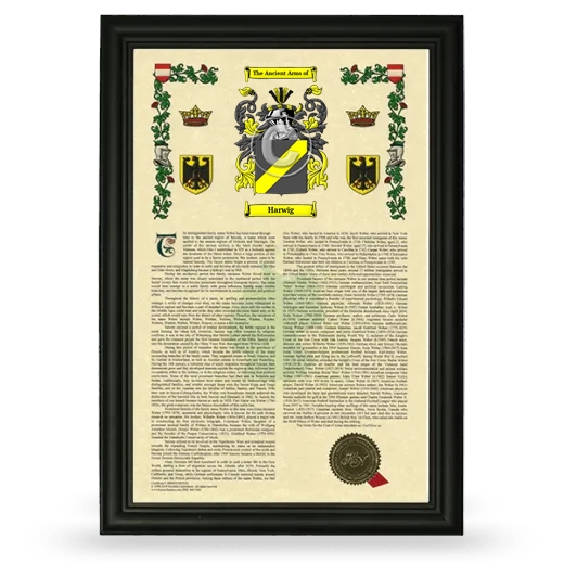 Harwig Armorial History Framed - Black