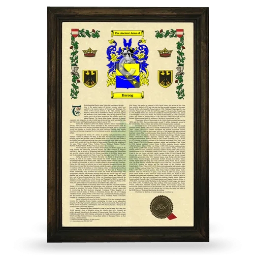 Hercog Armorial History Framed - Brown