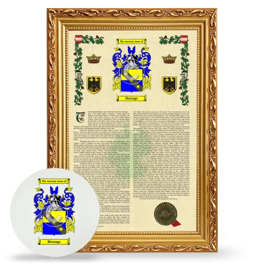 Herzogs Framed Armorial History and Mouse Pad - Gold