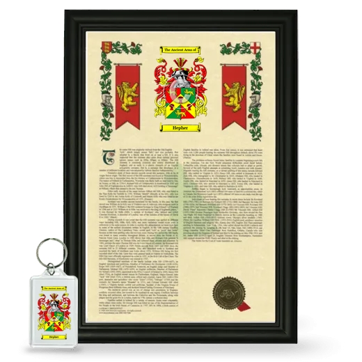 Hepher Framed Armorial History and Keychain - Black