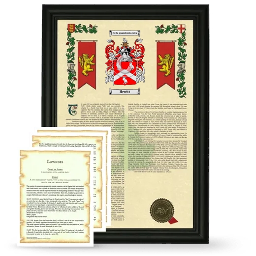 Hewitt Framed Armorial History and Symbolism - Black