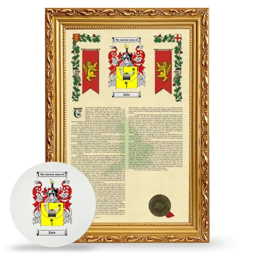 Exte Framed Armorial History and Mouse Pad - Gold