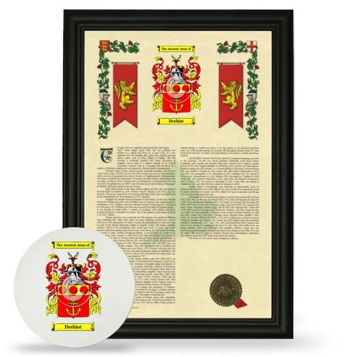 Heshint Framed Armorial History and Mouse Pad - Black