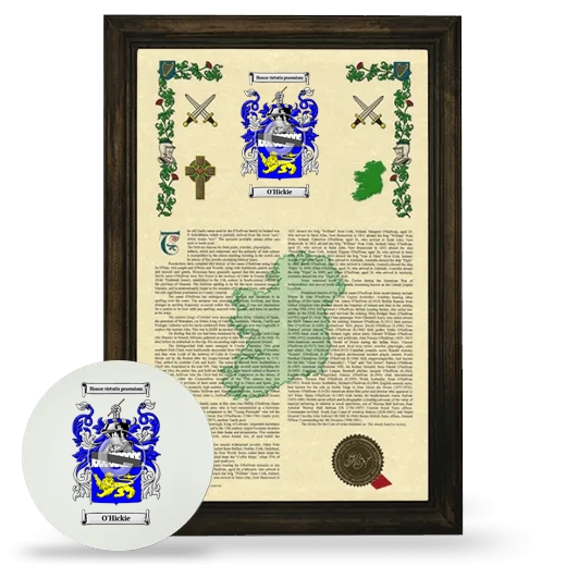 O'Hickie Framed Armorial History and Mouse Pad - Brown