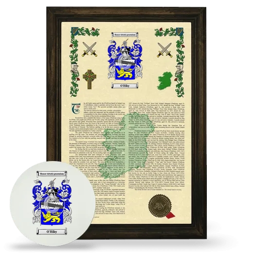 O'Hiky Framed Armorial History and Mouse Pad - Brown