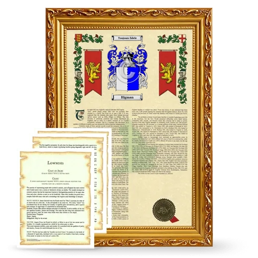 Higman Framed Armorial History and Symbolism - Gold