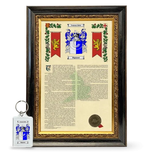 Higmant Framed Armorial History and Keychain - Heirloom