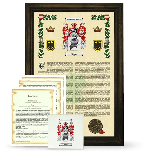 Higby Framed Armorial, Symbolism and Large Tile - Brown