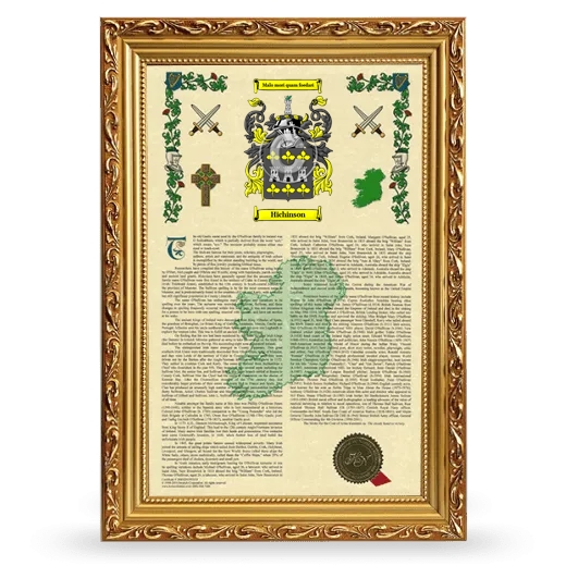 Hichinson Armorial History Framed - Gold