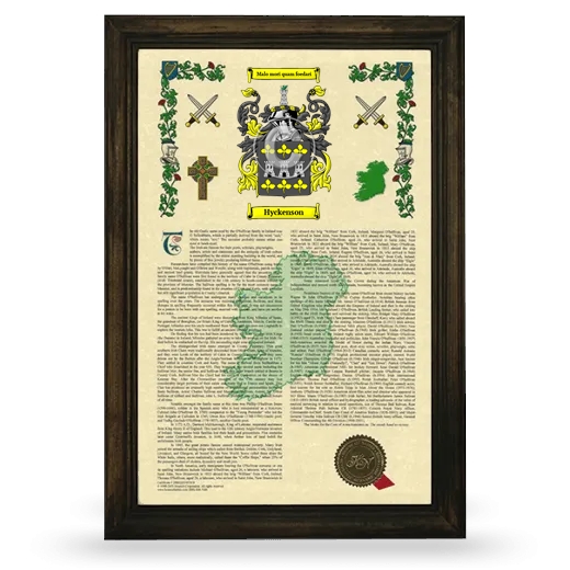 Hyckenson Armorial History Framed - Brown