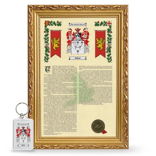 Hylyar Framed Armorial History and Keychain - Gold