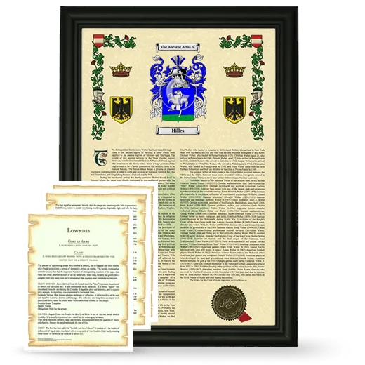 Hilles Framed Armorial History and Symbolism - Black