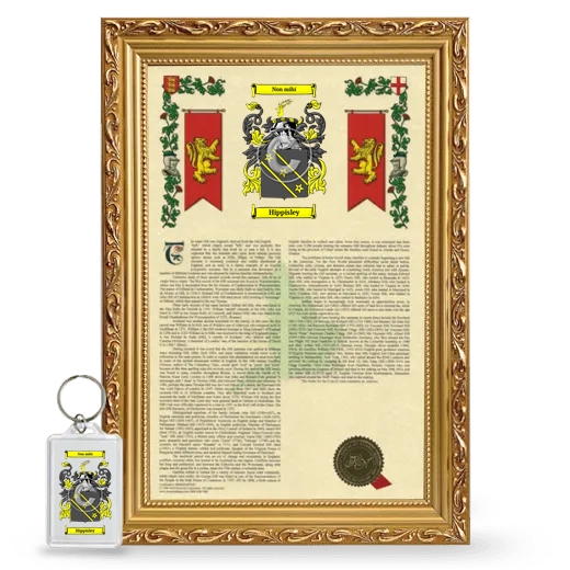 Hippisley Framed Armorial History and Keychain - Gold