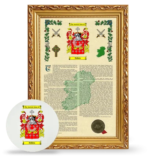 Hoben Framed Armorial History and Mouse Pad - Gold
