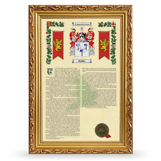 Hoddar Armorial History Framed - Gold