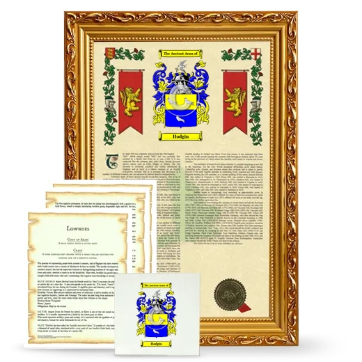 Hodgin Framed Armorial, Symbolism and Large Tile - Gold