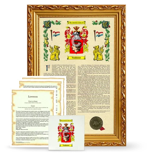 Vanhoose Framed Armorial, Symbolism and Large Tile - Gold