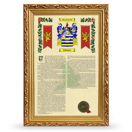 Holmgren Armorial History Framed - Gold