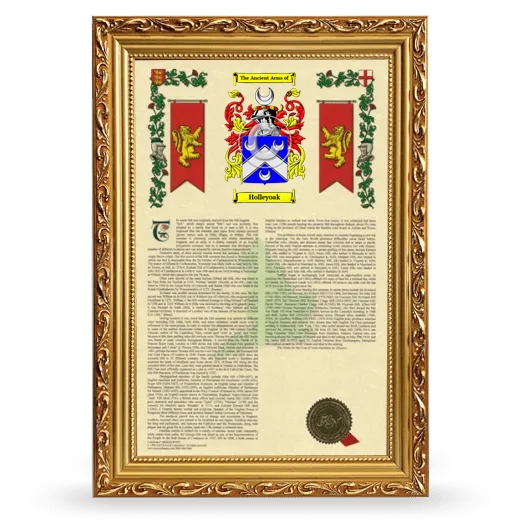 Holleyoak Armorial History Framed - Gold