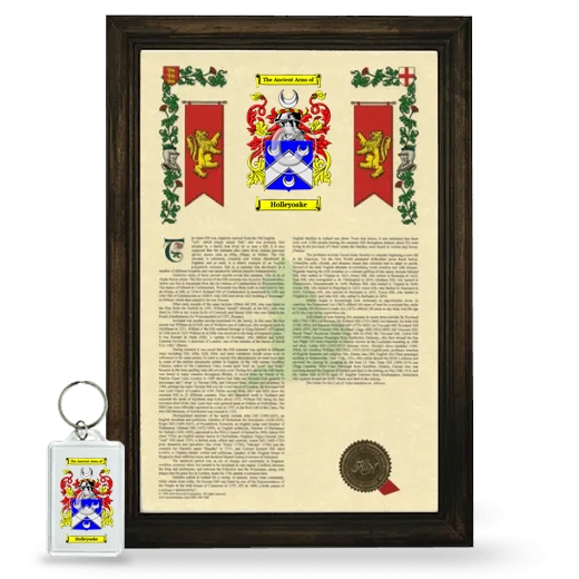Holleyoake Framed Armorial History and Keychain - Brown