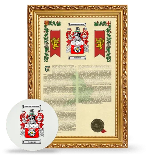 Homans Framed Armorial History and Mouse Pad - Gold