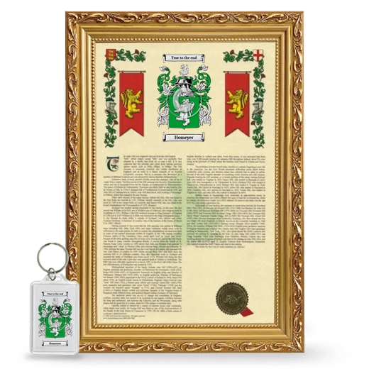 Homeyer Framed Armorial History and Keychain - Gold