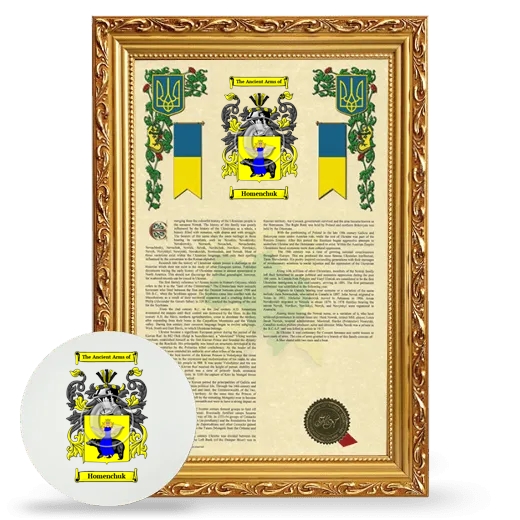 Homenchuk Framed Armorial History and Mouse Pad - Gold