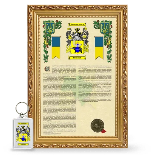 Homenik Framed Armorial History and Keychain - Gold